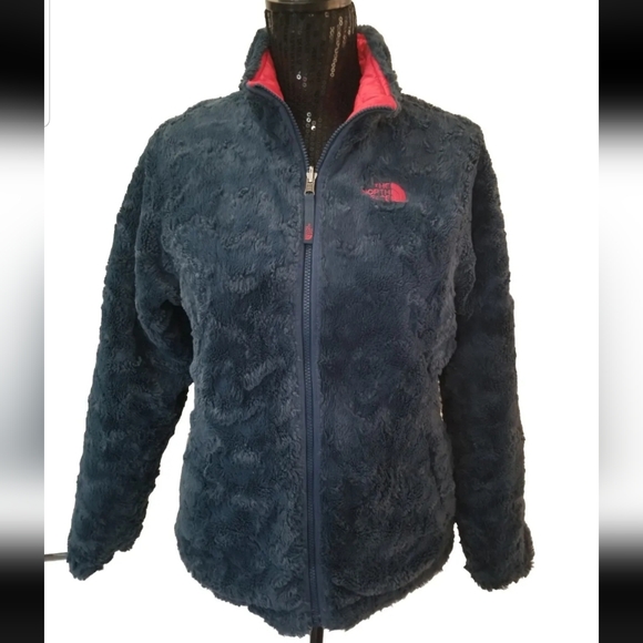 THE NORTH FACE REVERSIBLE PUFFER FUZZY JACKET PINK/BLUE GIRLS SIZE XL - Picture 4 of 12
